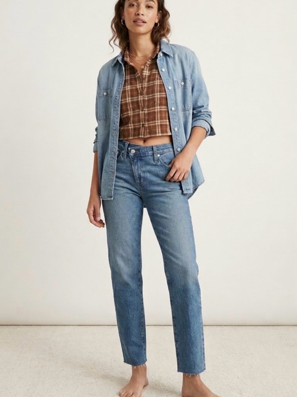 Madewell Classic Straight Jeans in med wash Criss-Cross Edition sz 29